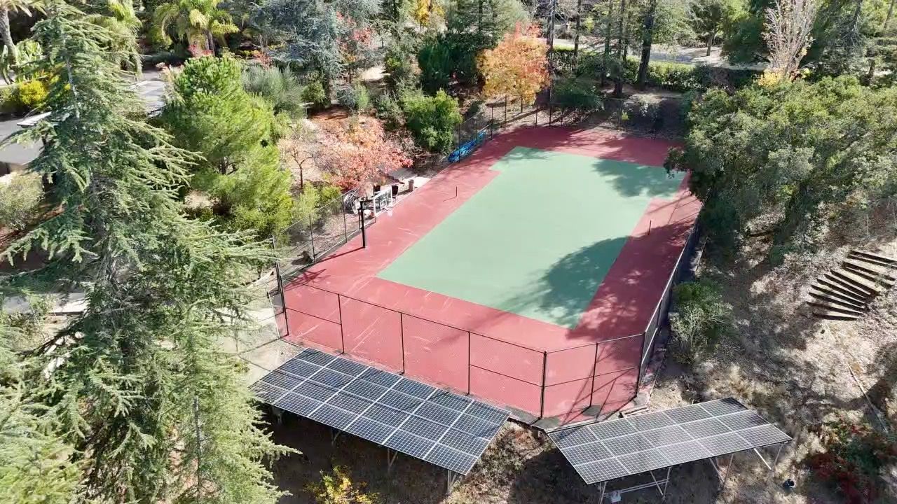 Aerial view of a completed paving project