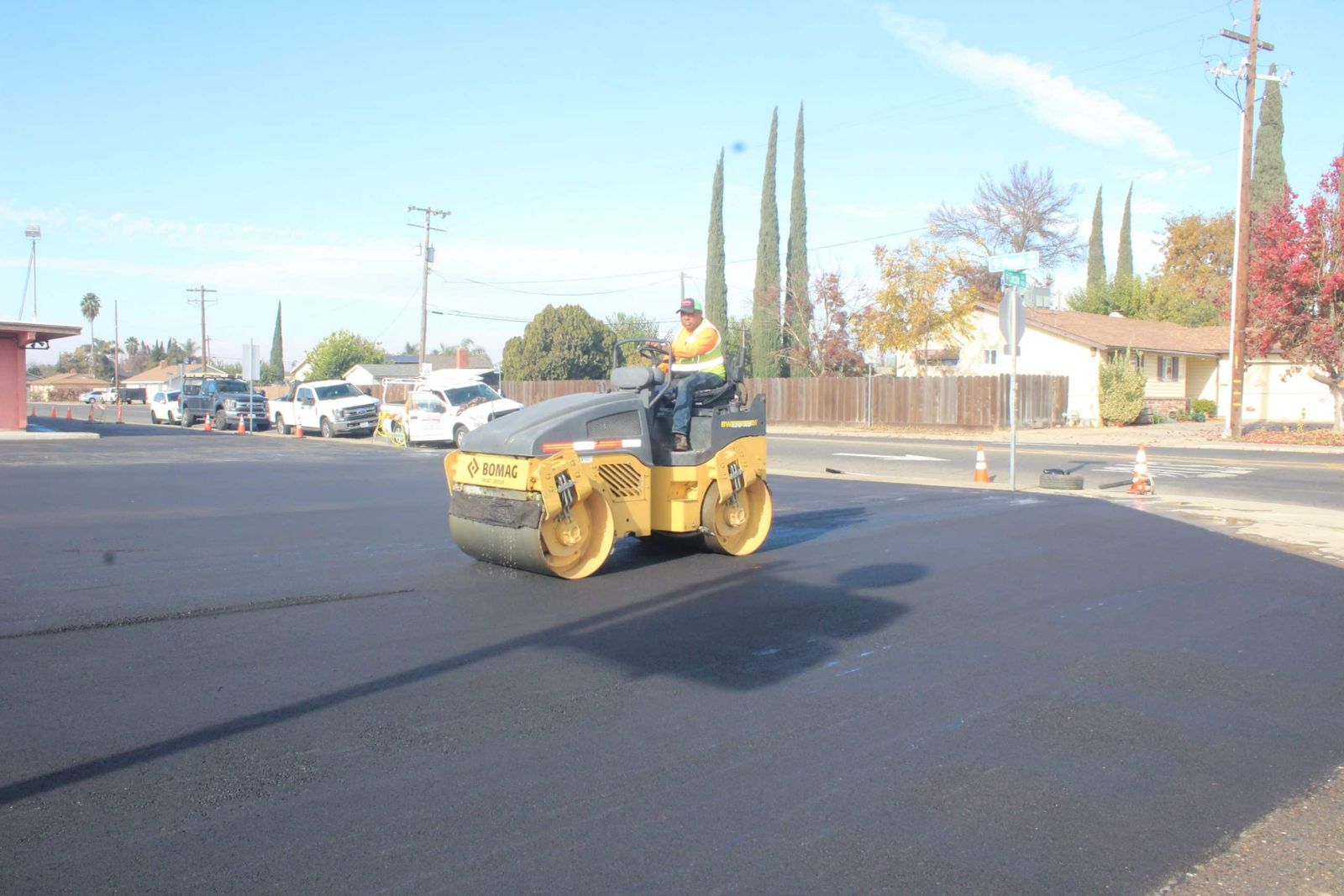 Able Paving crew laying hot asphalt
